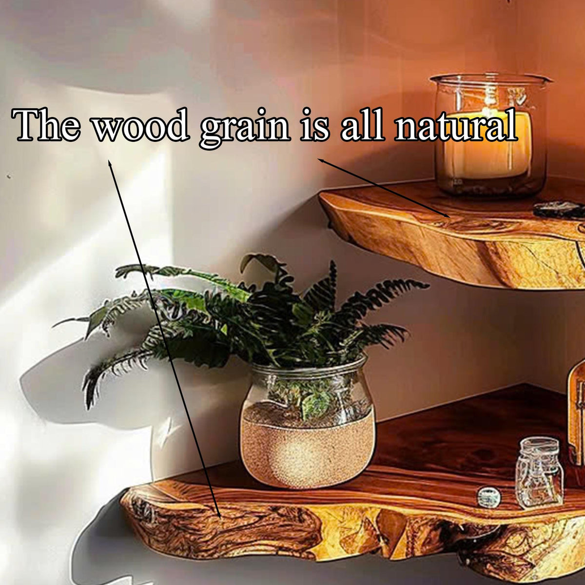 Floating Shelf Corner Bookshelf Decorations, solid wood, built to order