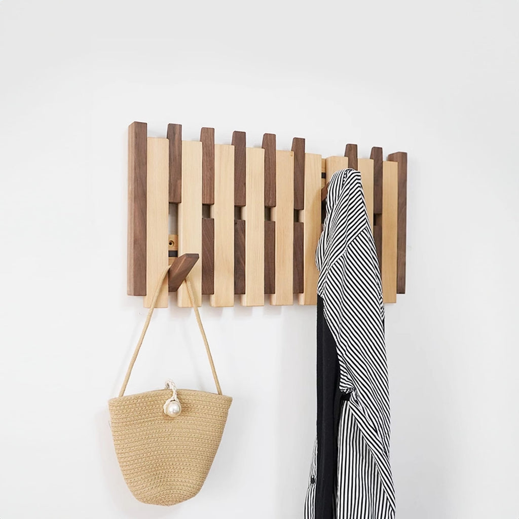 Piano Coat Hooks Wall Mount, solid wood, built to order
