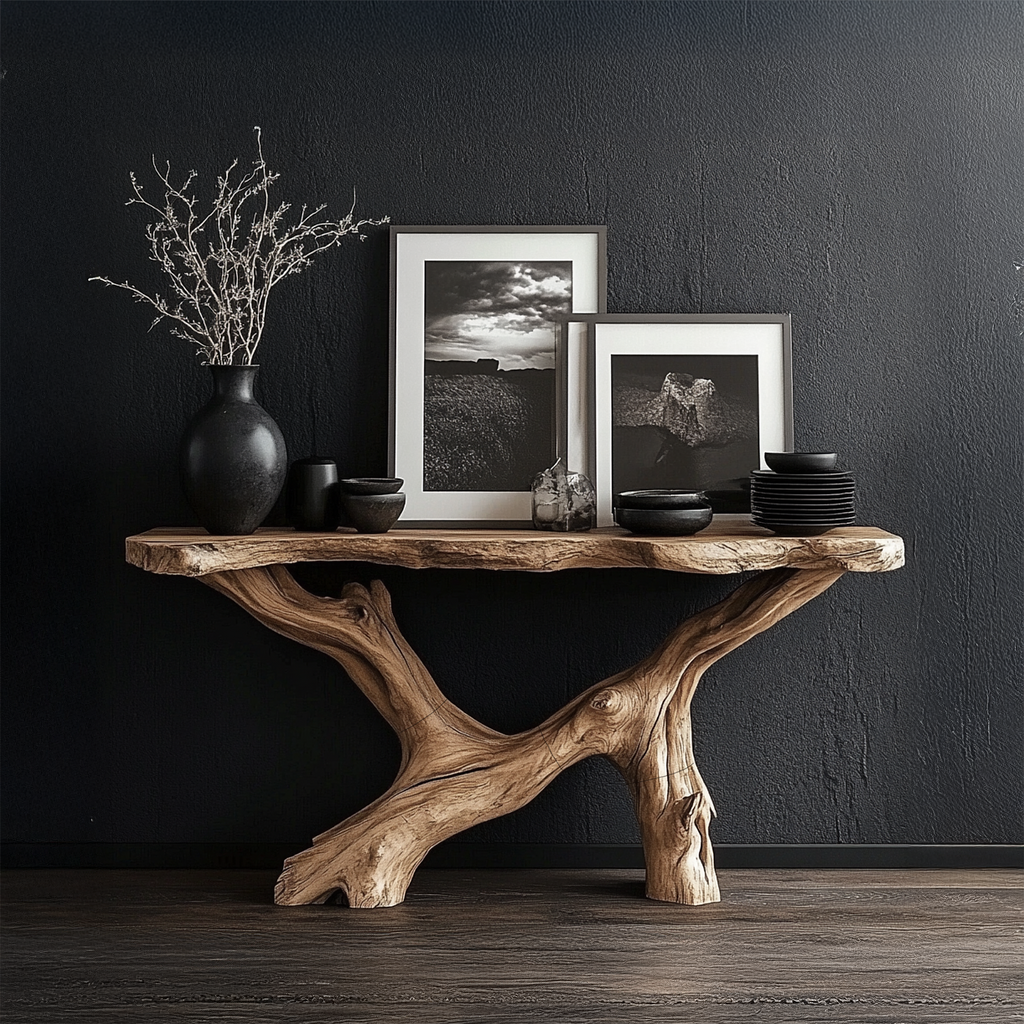 Live Edge Console Table Natural Gift, solid wood, built to order