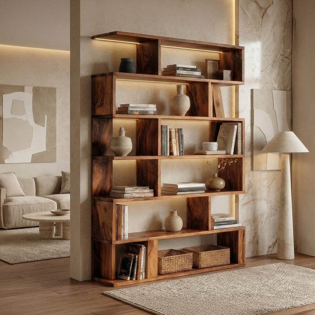 Mid Century Large Bookshelf, solid wood, built to order