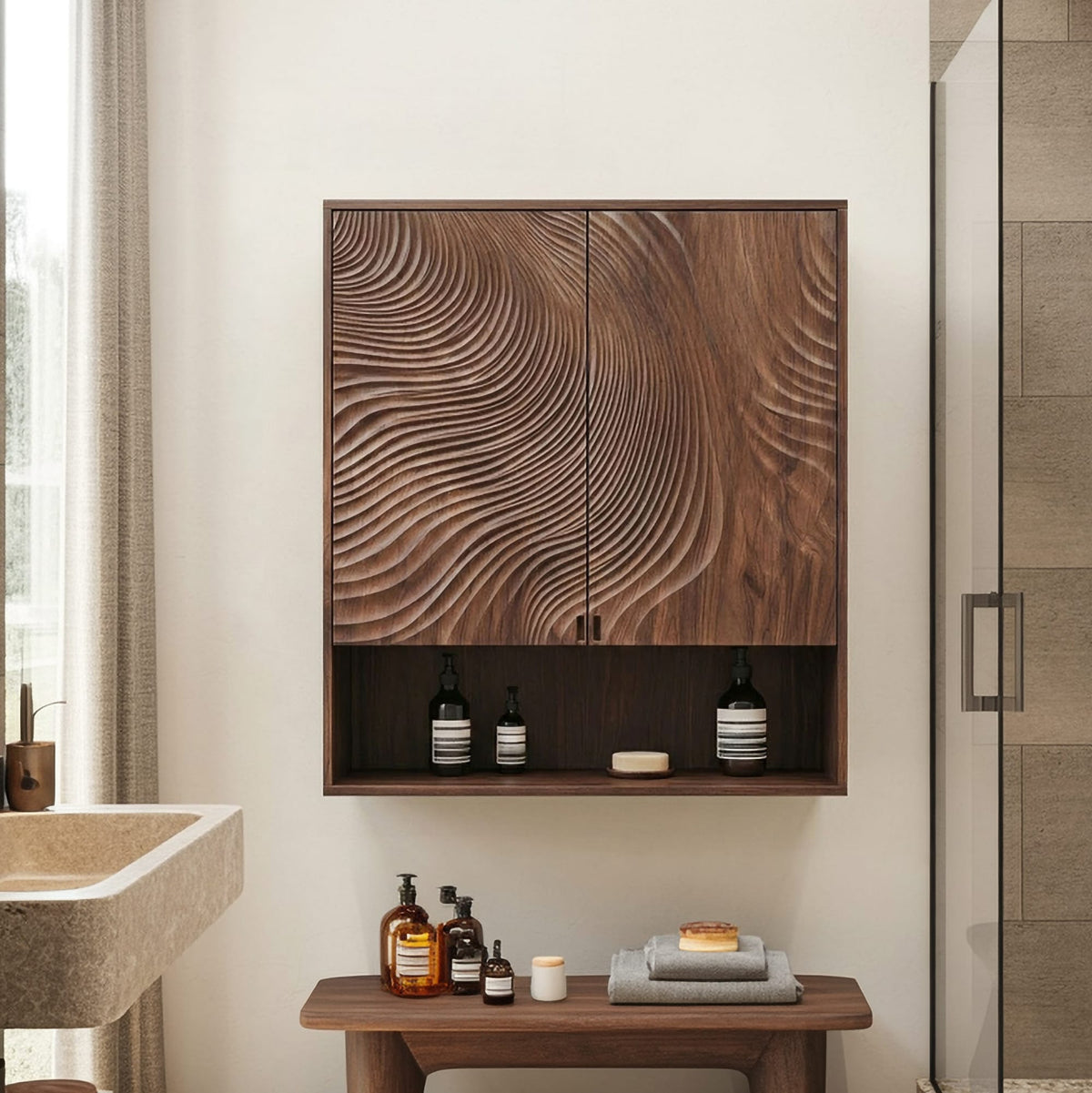 Rustic Compact Wall Cabinet, solid wood, built to order