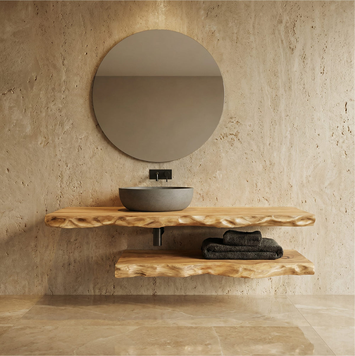 Mediterranean Live Edge Floating Vanity
