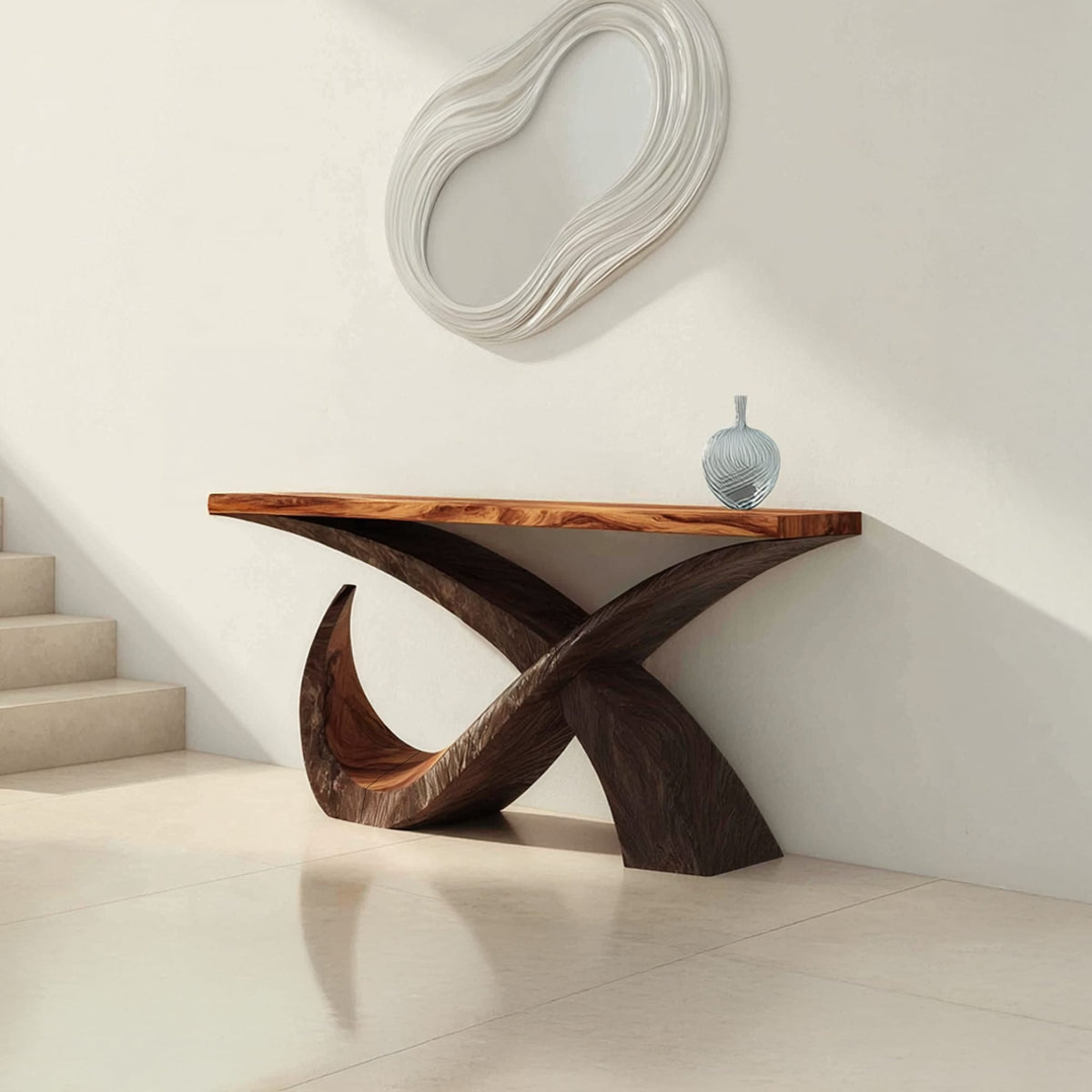 Mid Century Solid Accent Console Table
