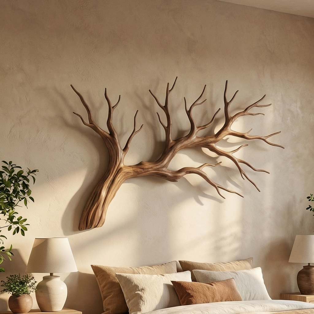 Organic Tree Branch Wooden Wall Decor, solid wood, built to order