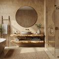 Mediterranean Floating Bathroom Vanity, solid wood, built to order