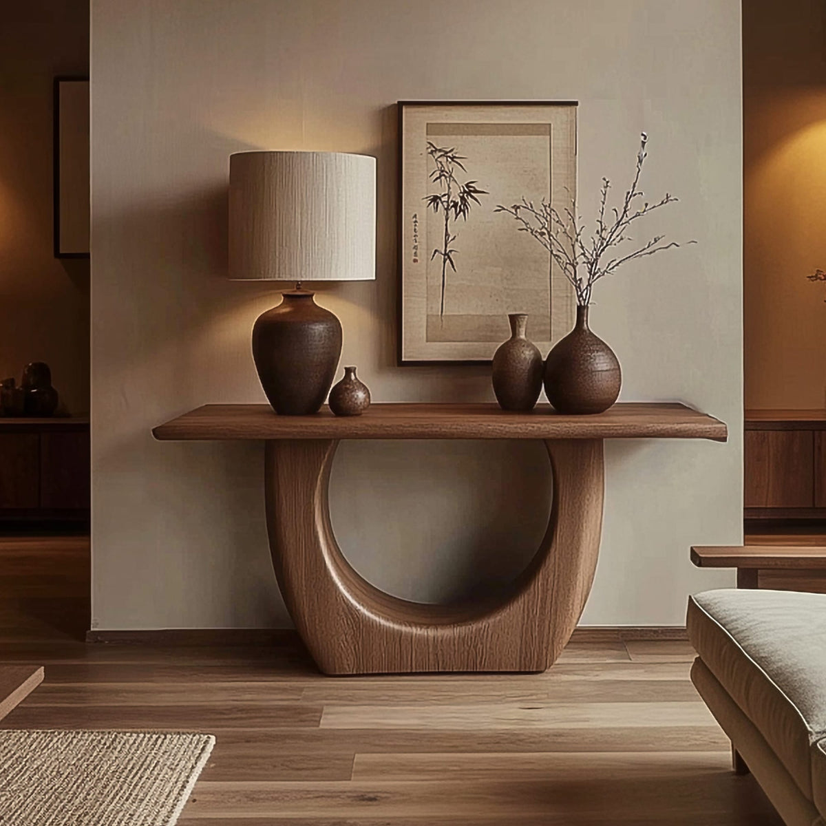 Sculptural Modern Entryway Console Table