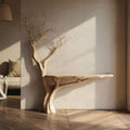Rustic Console Table Sculpted Tree Hallway Entrance, solid wood, built to order