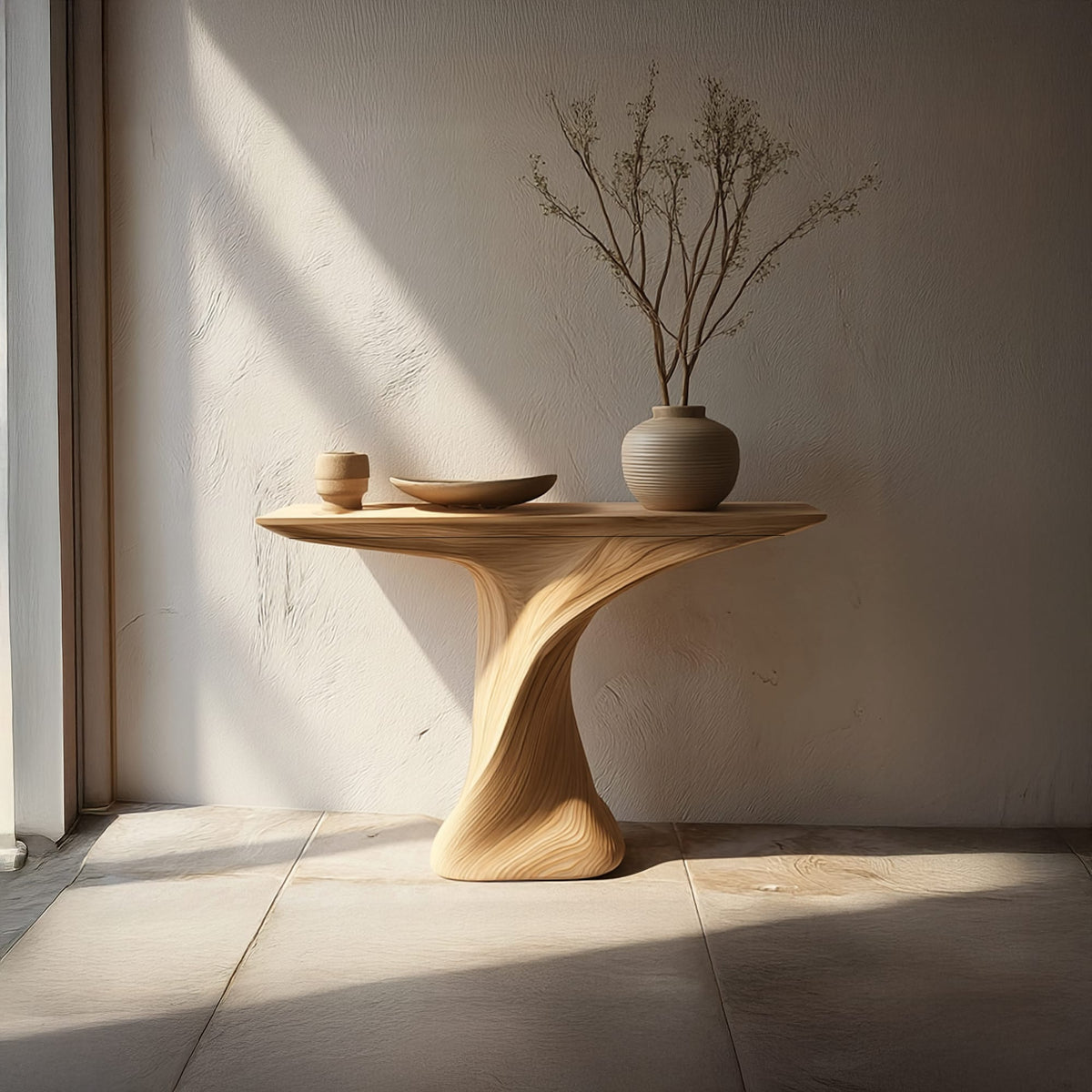 Mid Century Solid Hallway Console Table