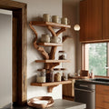 Artistic Branch Kitchen Wall Shelf Kitchen Interior Functional Decor, solid wood, built to order