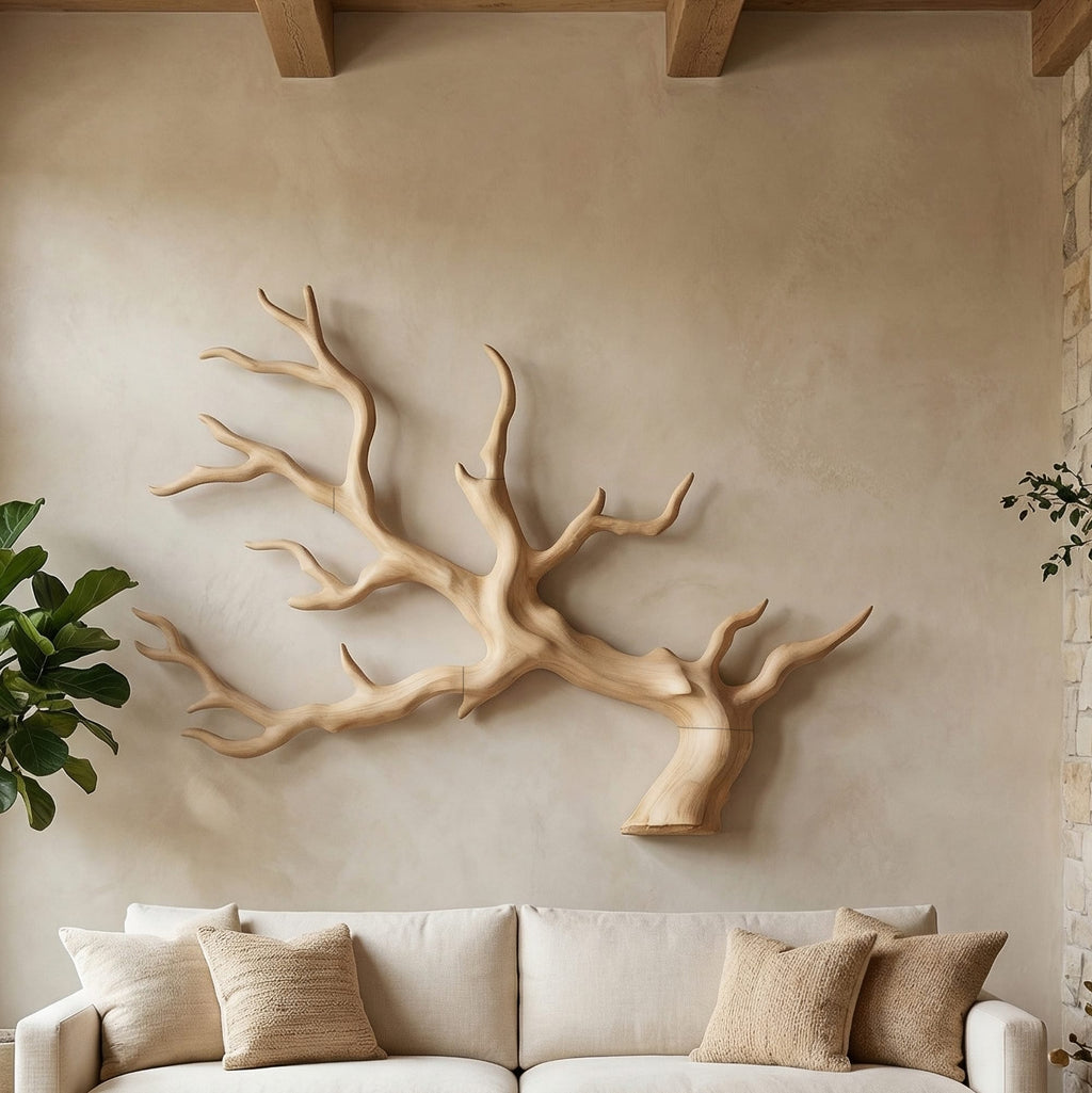 Rustic Branch Wall Decor with Tree Form, solid wood, built to order