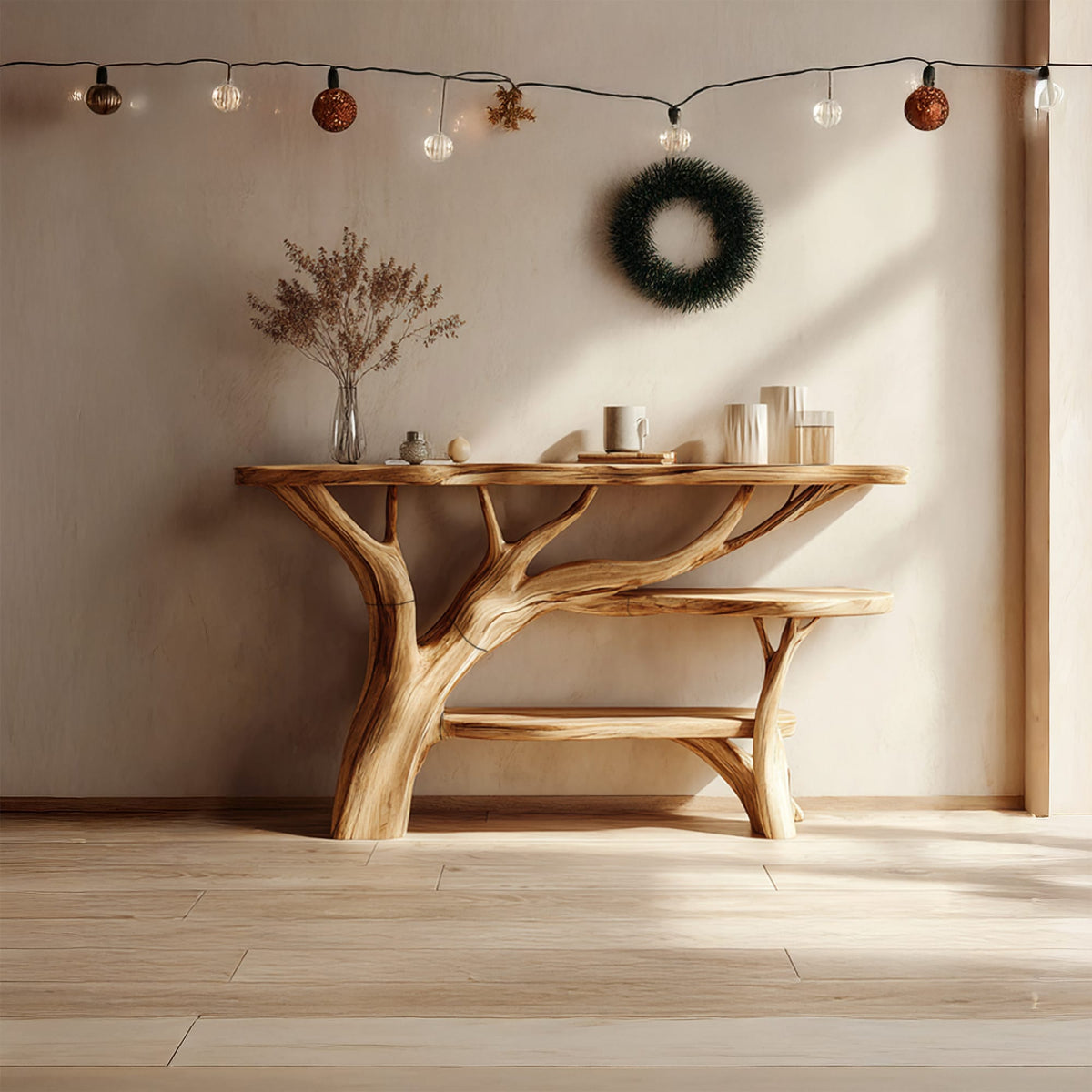 Sculptural Solid Branch Console Table