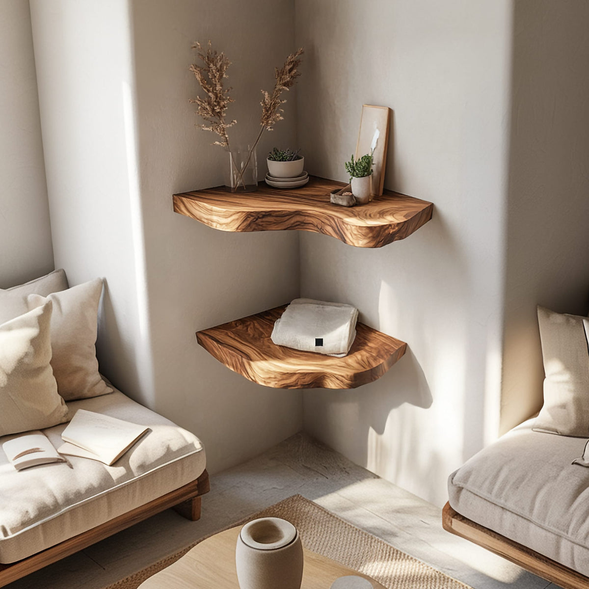 Live Edge Solid Display Floating Shelf