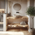 Rustic Bathroom Vanity Shelf Thick Slab Bathroom Style, solid wood, built to order