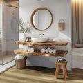 Mid Century Bathroom Vanity Shelf Elegant Wood Bathroom Look, solid wood, built to order