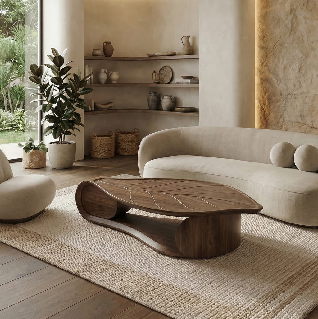 Sculptural Live Edge Abstract Coffee Table