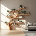 Midcentury Tree Bookshelf Bedroom Entry, solid wood, built to order