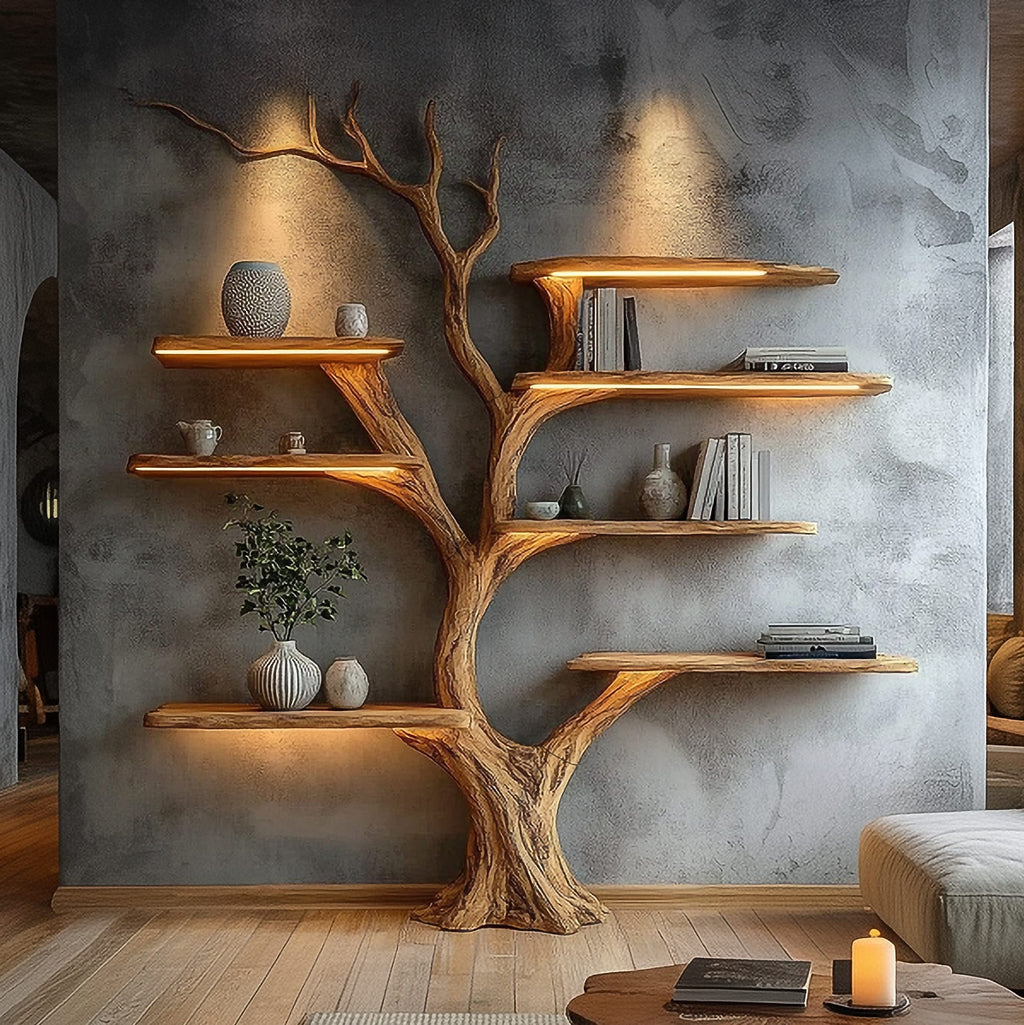 Sculptural Mounted Tree Bookshelf