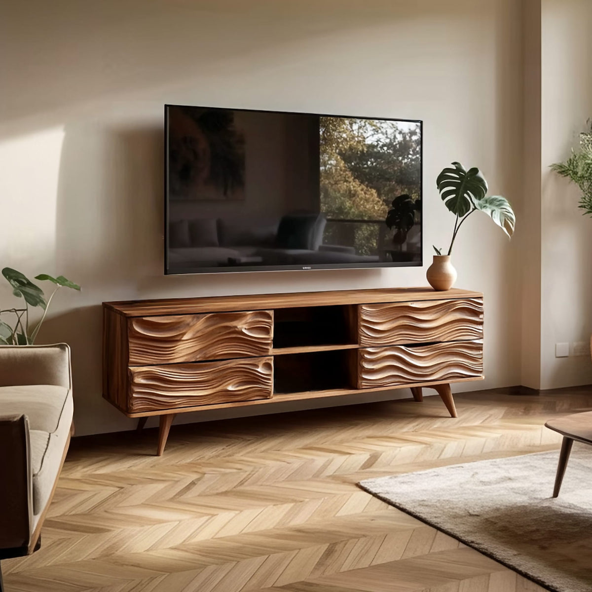 Mid Century Organic Media TV Cabinet
