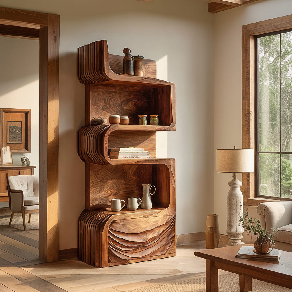 Organic Modern Accent Storage Cabinet Shelves, solid wood, built to order