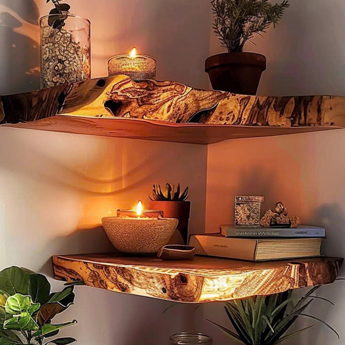 Floating Shelf Mid Century Bookcase, solid wood, built to order