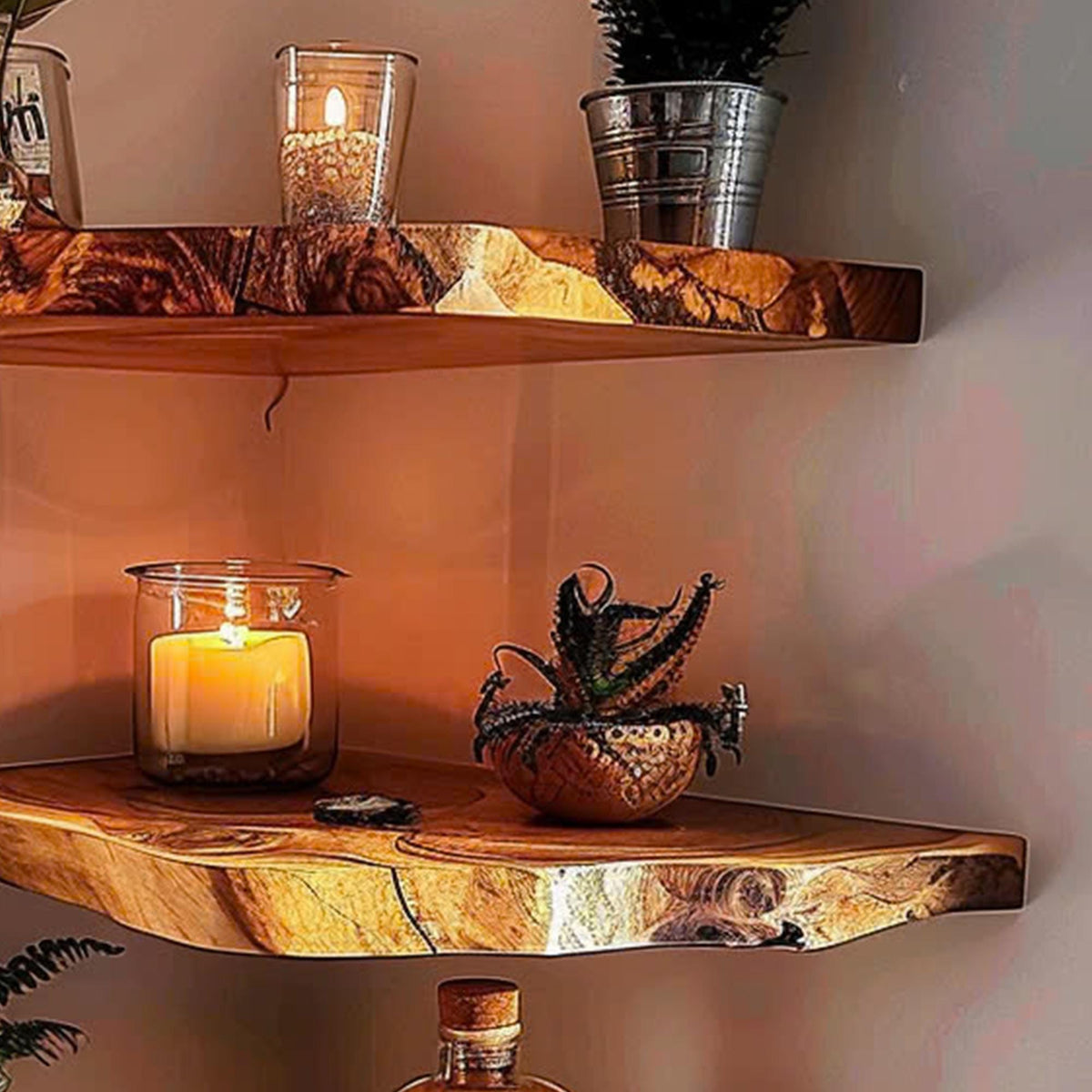 Floating Shelf Corner Bookshelf Decorations, solid wood, built to order