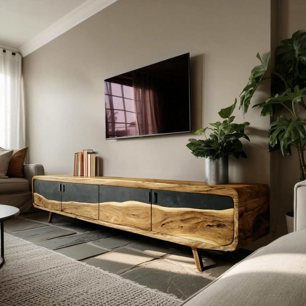 Live Edge Slab TV Cabinet