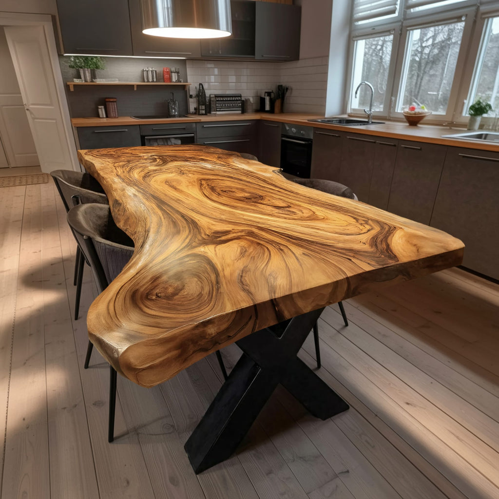 Live Edge Solid Kitchen Dining Table
