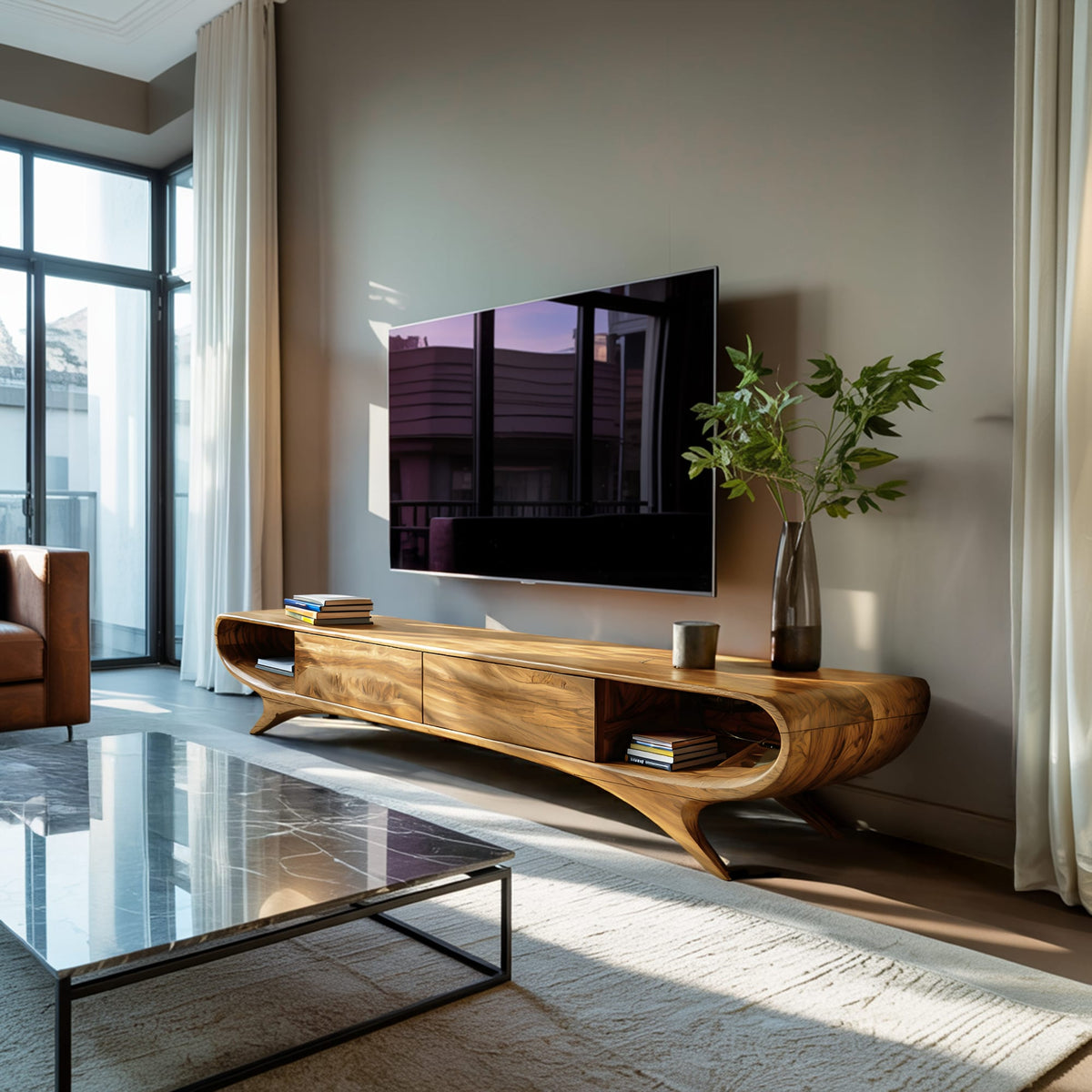 Minimal Hidden TV Cabinet