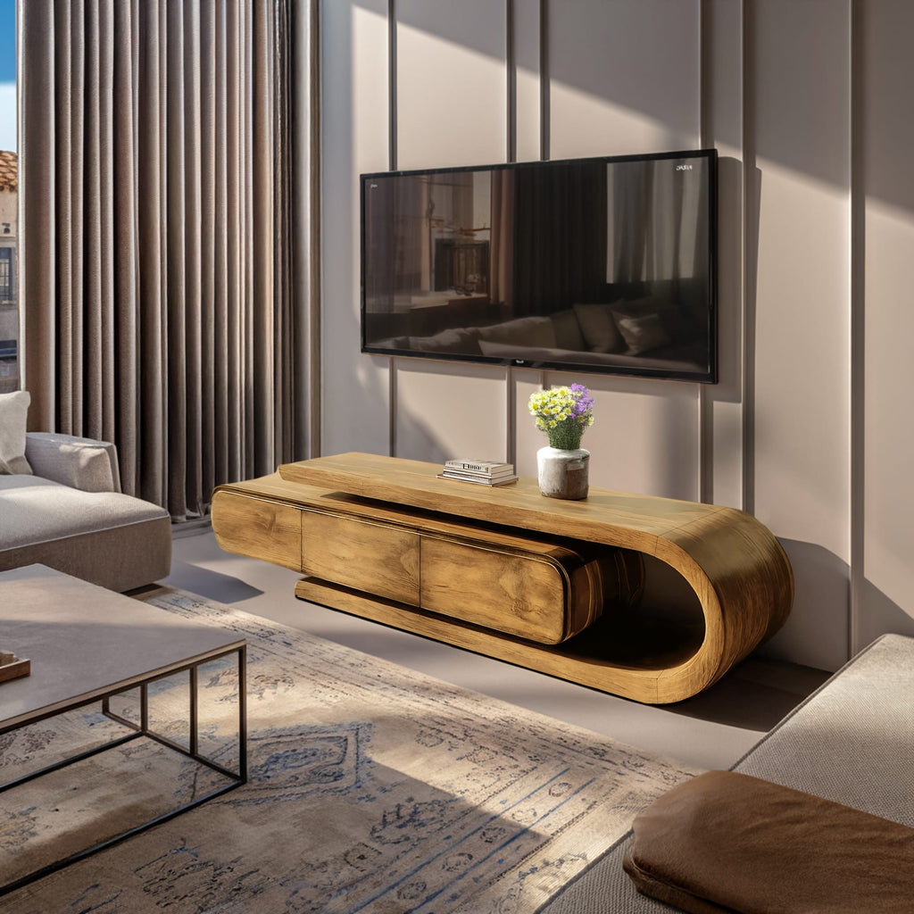 Curved Sculptural Media TV Cabinet