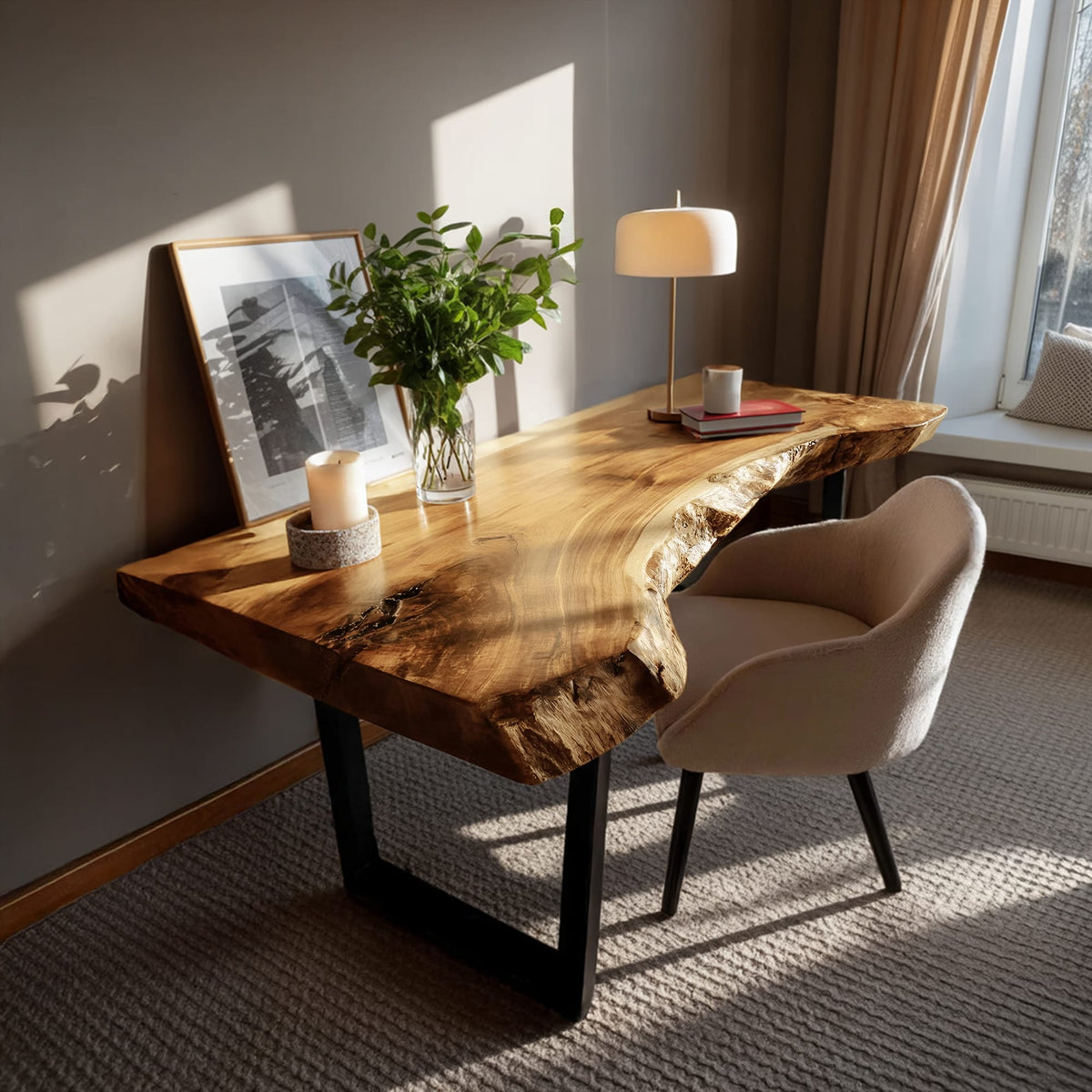 Live Edge Mid Century Desk