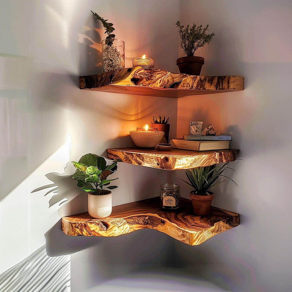 Floating Shelf Mid Century Bookcase, solid wood, built to order