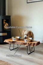 Farmhouse Feeding Stand with Bowl for Small Dogs, solid wood, built to order
