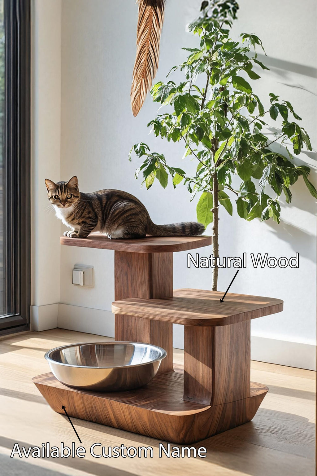 Handcrafted Pet Food Stand, solid wood, built to order
