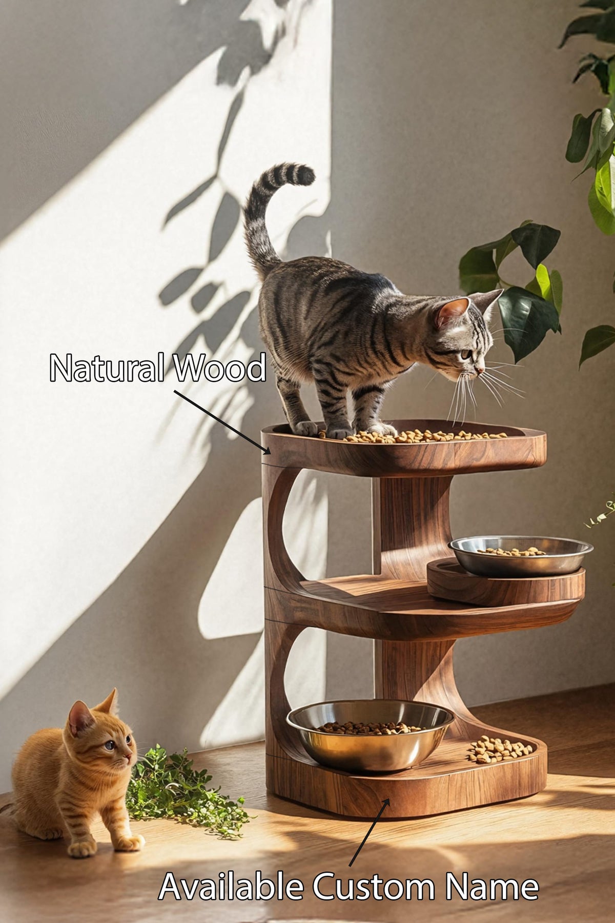 Handcrafted Dog Feeding Stand, solid wood, built to order