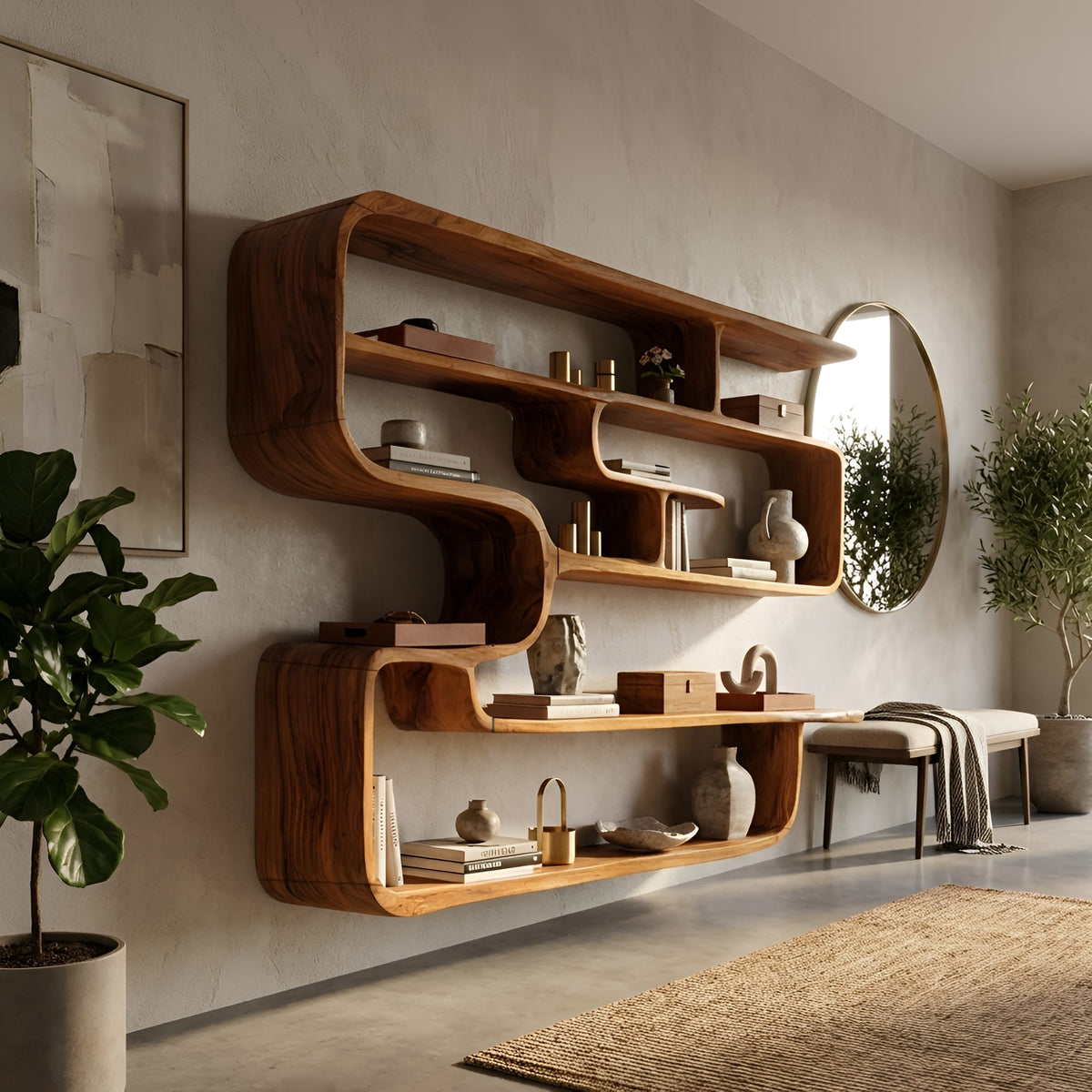 Live Edge Wall-mounted Bookshelf