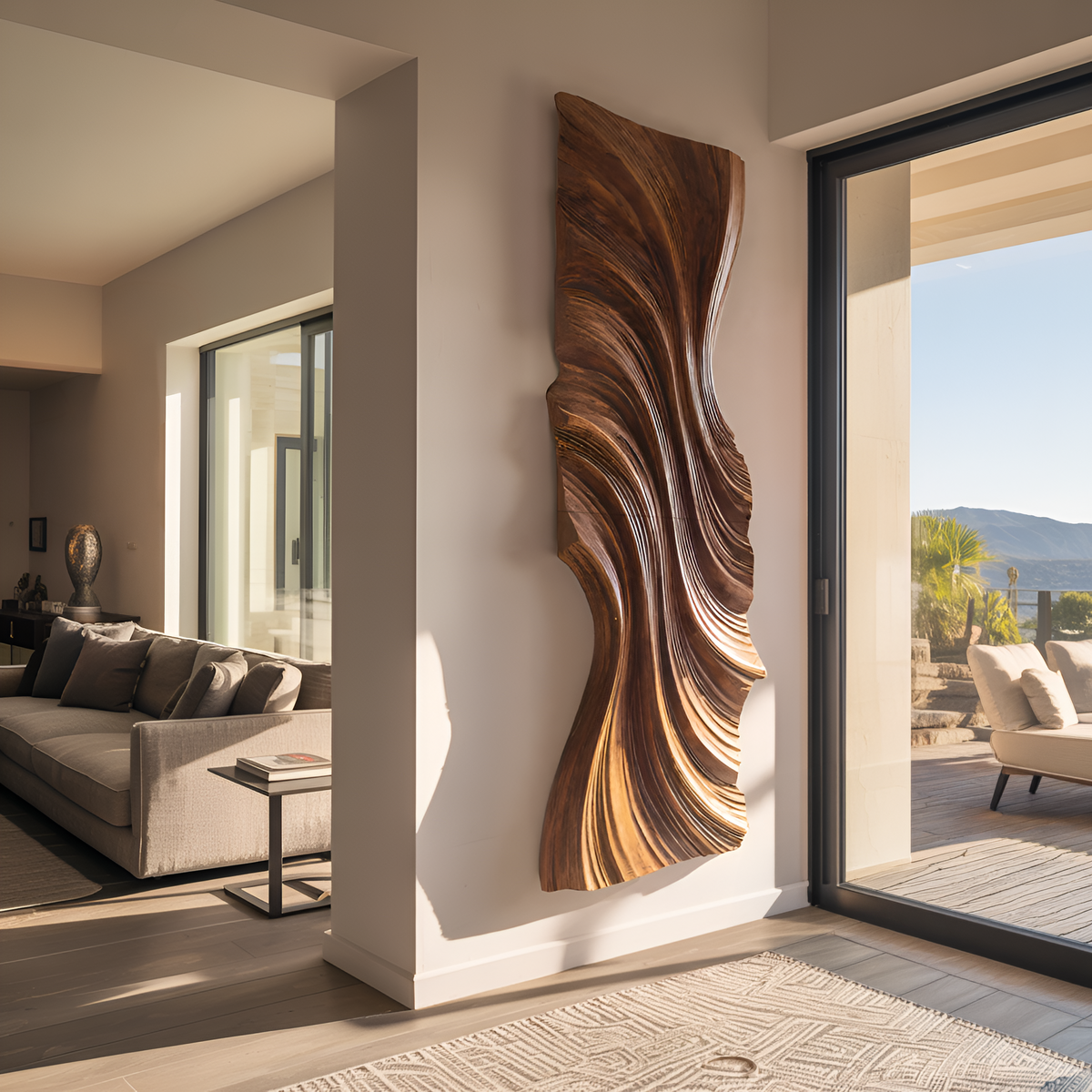 Vertical Wave Wall Art, solid wood, built to order, view 2