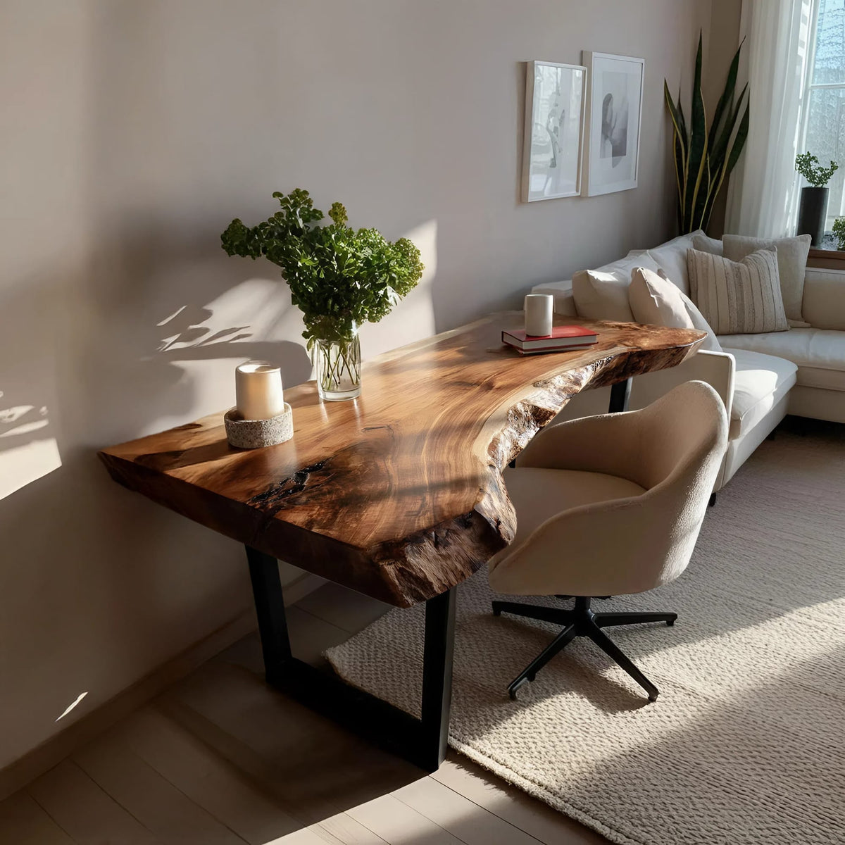 Live Edge Mid Century Desk