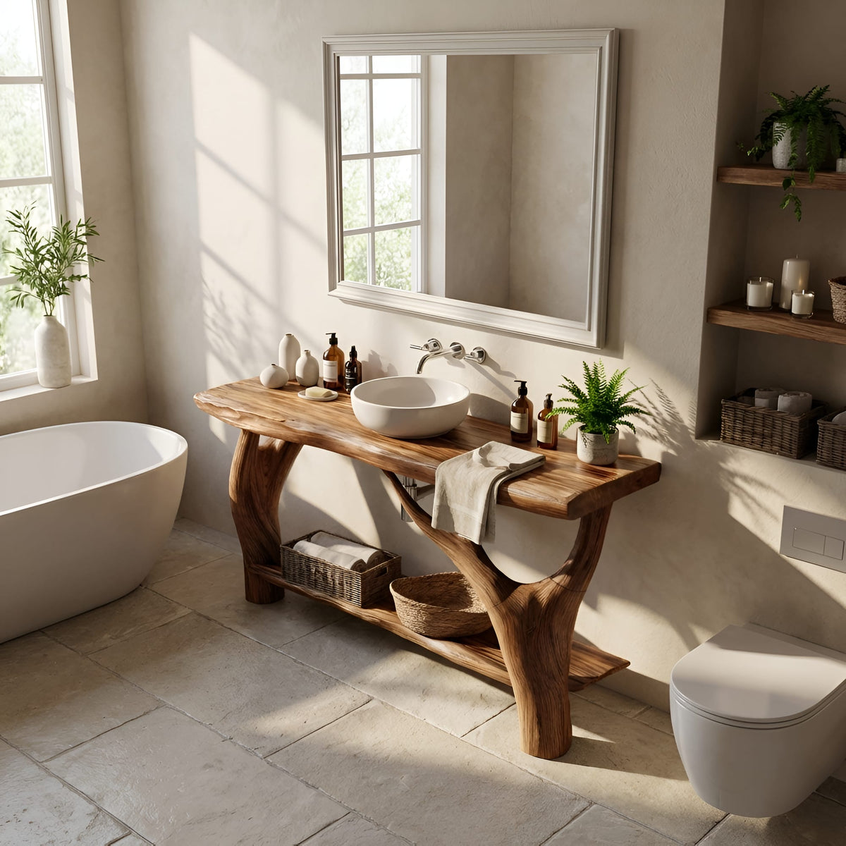 Mid Century Live Edge Floating Vanity
