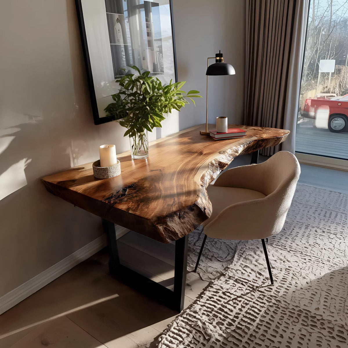 Live Edge Mid Century Desk