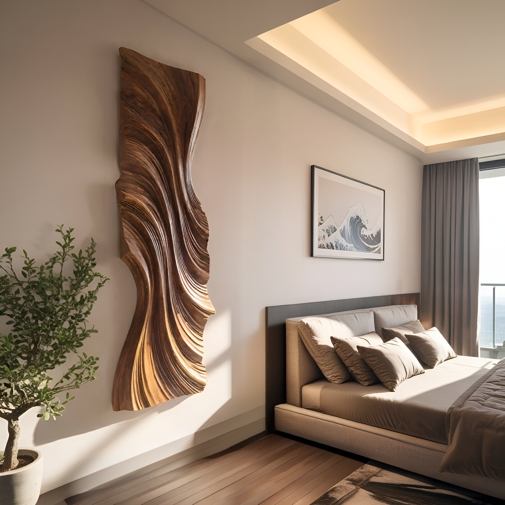 Vertical Wave Wall Art, solid wood, built to order, view 3