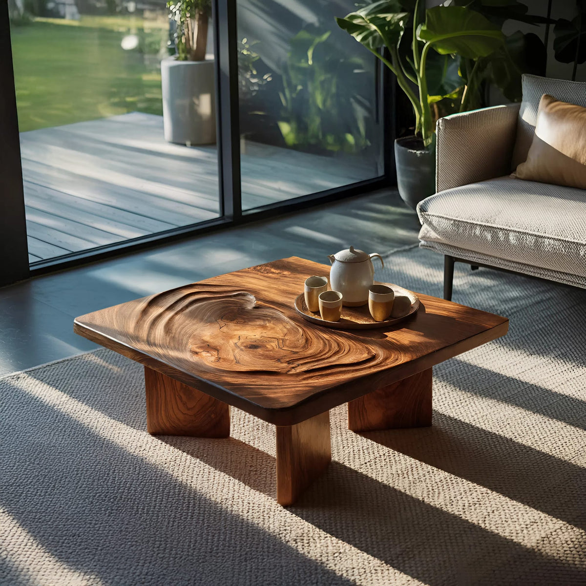 Mid Century Irregular Wooden Table, solid wood, built to order