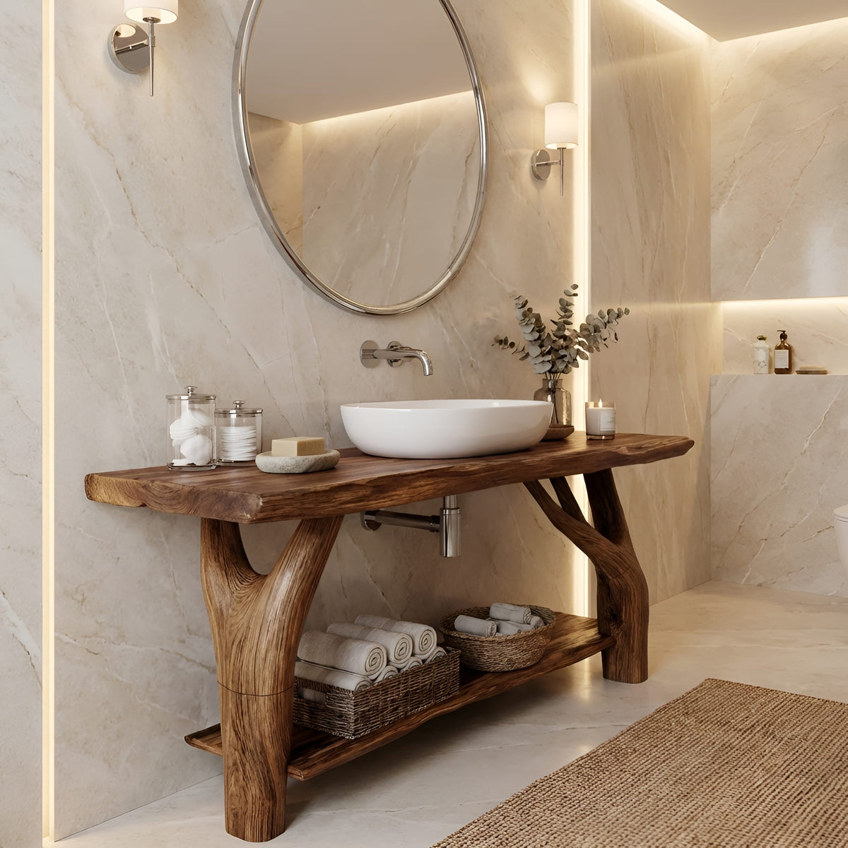 Mid Century Live Edge Floating Vanity