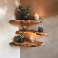 Live Edge Corner Bookshelf Decorations Wall, solid wood, built to order