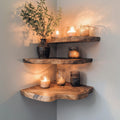 Walnut Wood Shelving Unit Corner Floating Shelf, solid wood, built to order