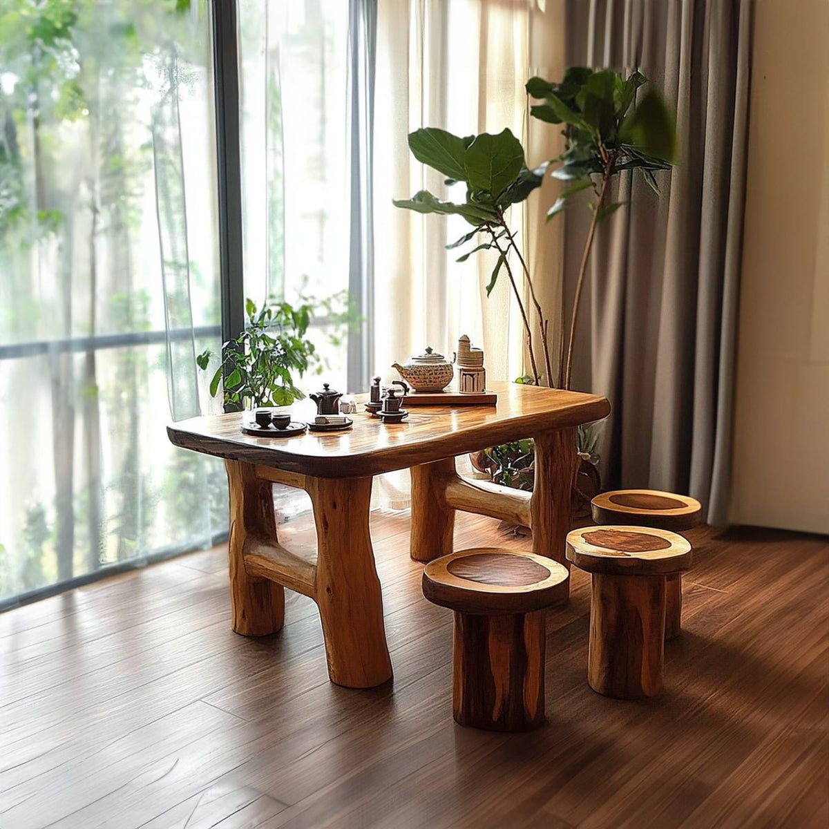 Handmade Table Set Tea Table Set Decor Living Room Gift, solid wood, built to order
