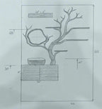 Tree Branches Rustic Bathroom Vanity with Sink Floating Shelves, solid wood, built to order
