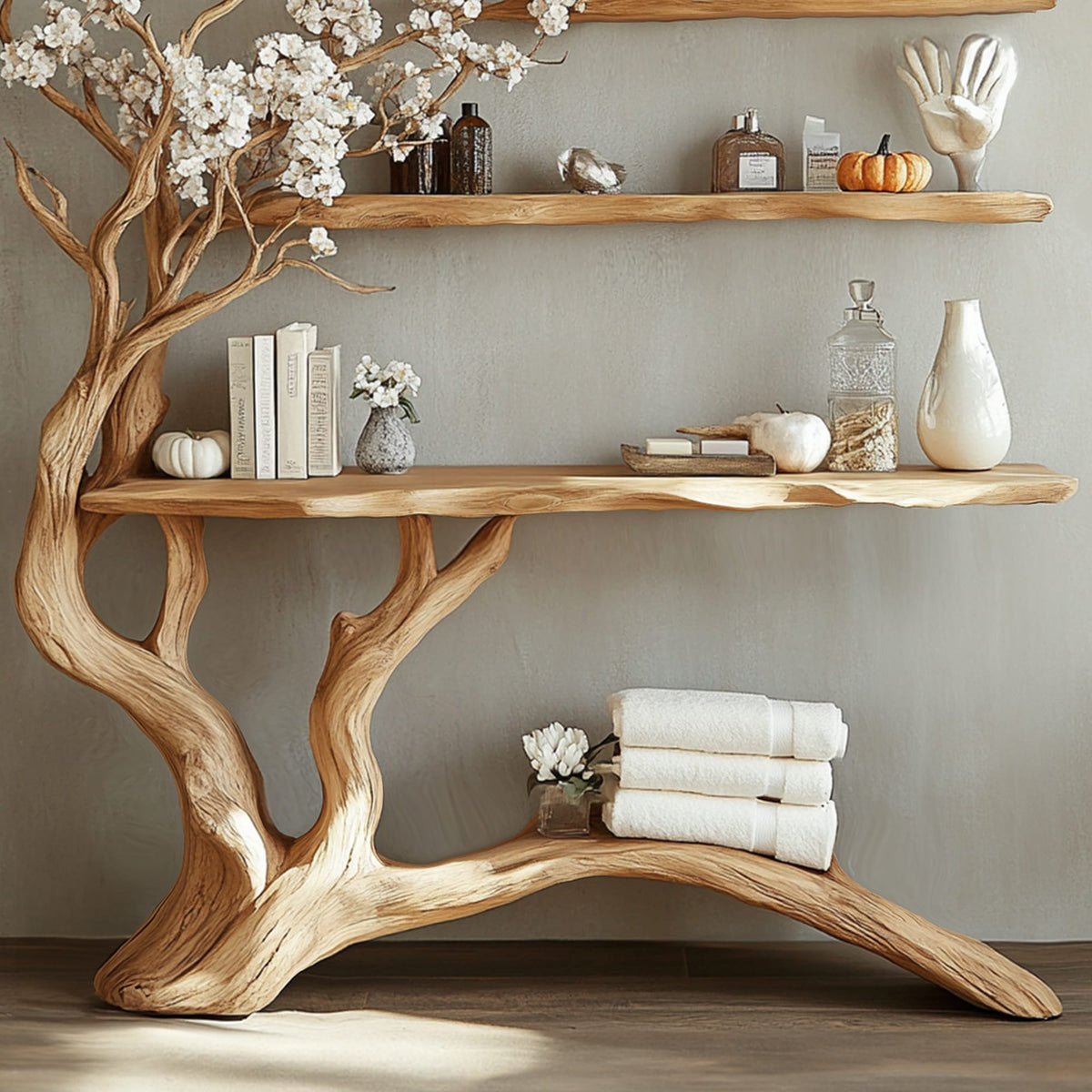 Handmade Console Table Wall Mounted Table, solid wood, built to order