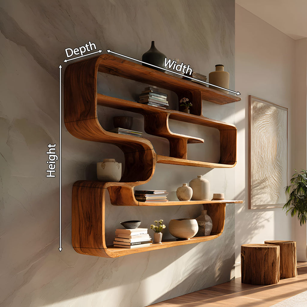 Live Edge Wall-mounted Bookshelf
