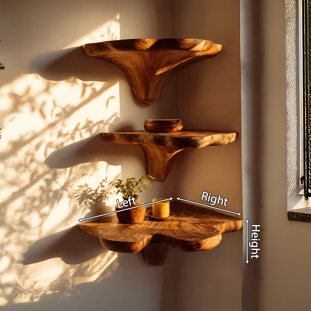 Farmhouse Live Edge Mushroom Shelf, solid wood, built to order, view 8