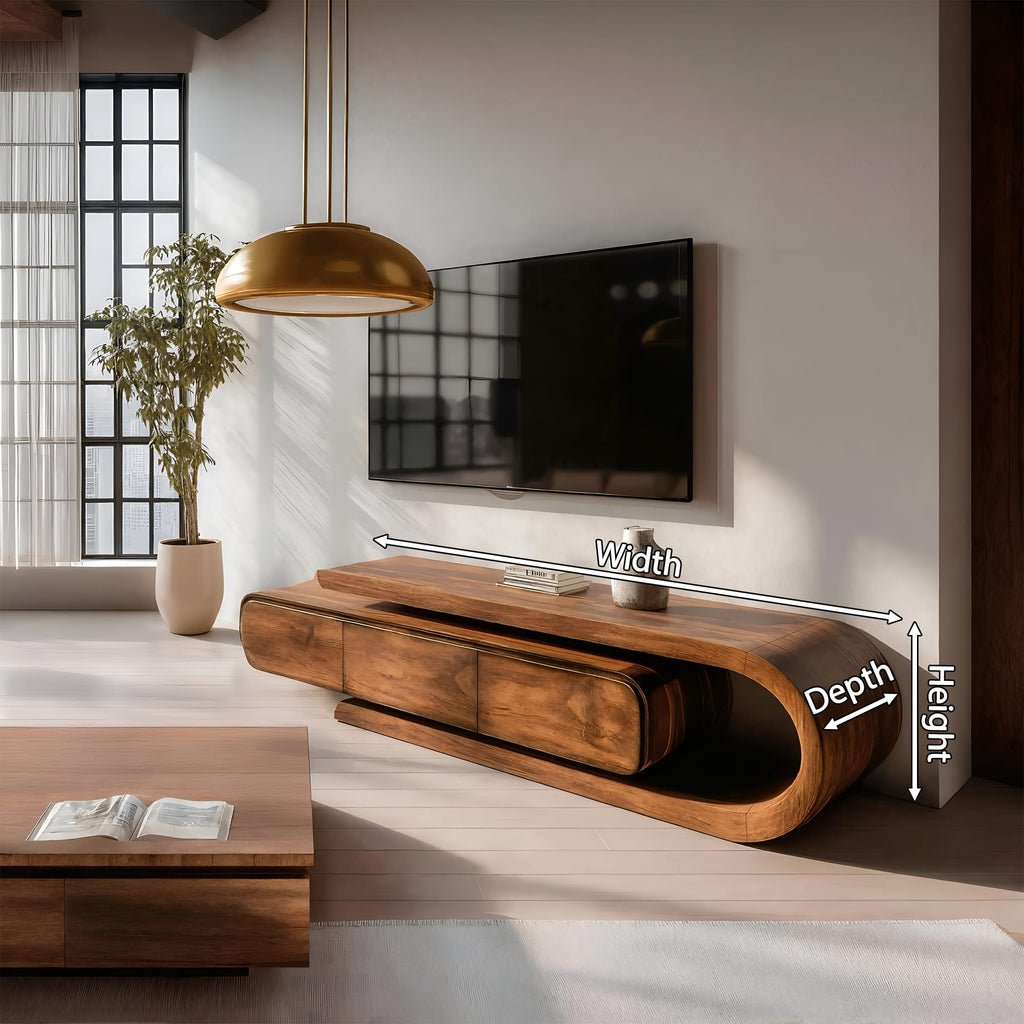 Curved Sculptural Media TV Cabinet